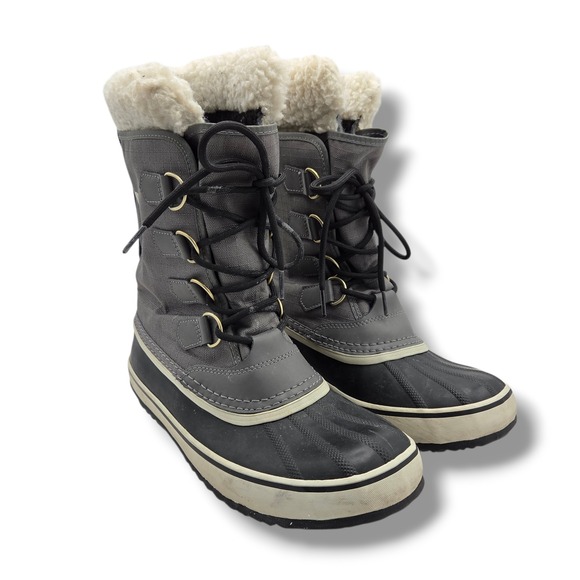 Sorel Winter Carnival Waterproof Boots Womens 10 Gray Nylon Felt - Picture 2 of 9